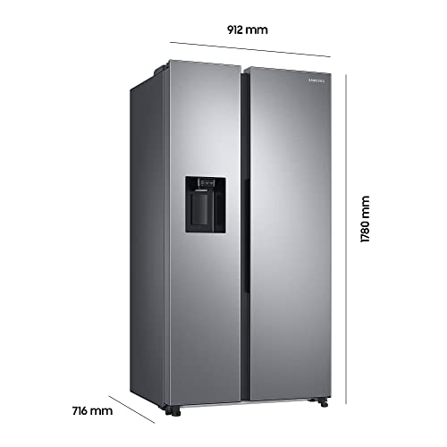 Samsung RS6GA854CSL/EG Side-by-Side Kühlschrank, 178 cm, 635 ℓ, WiFi-Steuerung, 35 dB(A) Geräuschlevel, Wasser- und Eisspender, Metal Cooling, Wassertank, Edelstahl Look