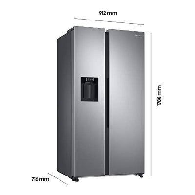 Samsung RS6GA854CSL/EG Side-by-Side Kühlschrank, 178 cm, 635 ℓ, WiFi-Steuerung, 35 dB(A) Geräuschlevel, Wasser- und Eisspender, Metal Cooling, Wassertank, Edelstahl Look