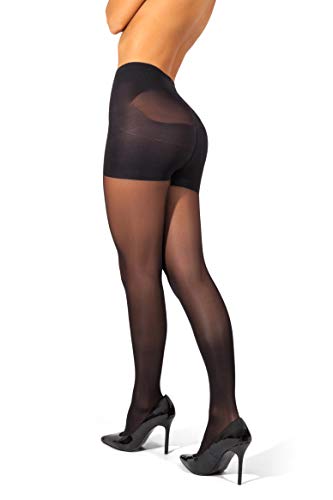 sofsy hochtaillierte figurformende Strumpfhosen - halbtransparente Strumpfhosen | 30 DEN [Made in Italy] Schwarz Black 3 - Medium