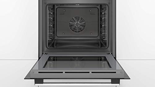 Bosch HBA533BS1 Serie 4 Einbau-Backofen, 60 x 60 cm, EcoClean Direct Reinigungshilfe, 3D Heißluft Backen auf 3 Ebenen, LED-Display, Versenkknebel, Schnellaufheizung, Kindersicherung, Edelstahl