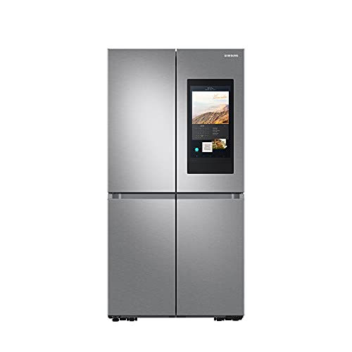 Samsung RF65A977FSR/EF French Door Kühlschrank, 183 cm, 637ℓ, Family Hub, 21,5“ Touchscreen & Lautsprecher, Innenliegendes Beverage Center mit Dual Water Dispenser und Dual Ice Maker, Edelstahl