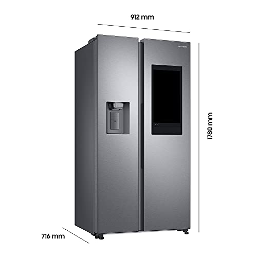 Samsung RS6HA8891SL/EG Side-by-Side Kühlschrank, 178 cm, 614 ℓ, 225 ℓ Gefriervolumen, Family Hub, Edelstahl Look