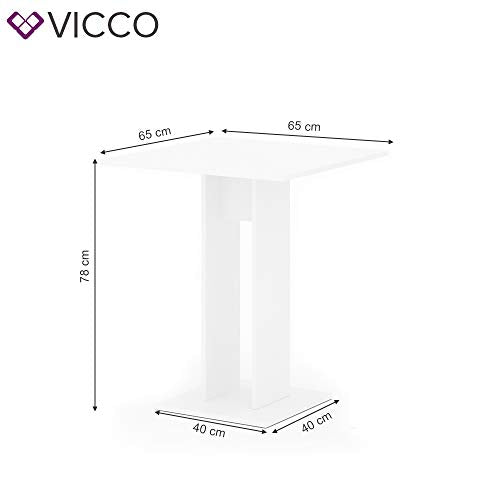 VICCO Esstisch EWERT Küchentisch Esszimmer Tisch Säulentisch weiß 65x65 cm (Weiß)