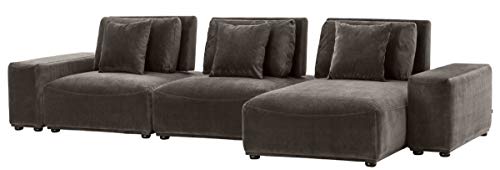 Casa Padrino Luxus Wohnlandschaft Grau/Schwarz 340 x 159 x H. 83 cm - Wohnzimmer Sofa mit 6 Kissen - Luxus Qualität