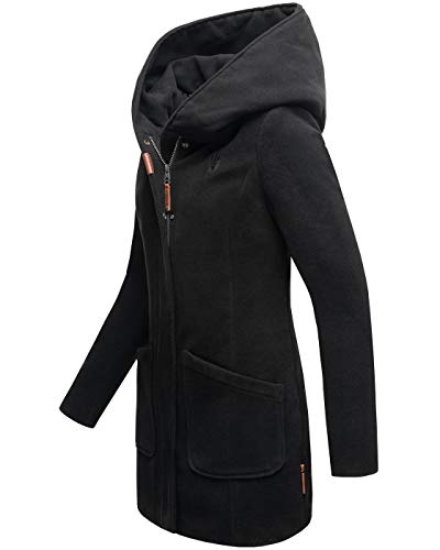 MARIKOO Damen Mantel Trenchcoat Wintermantel Übergangs Jacke Parka Lang B819 [B819-Maik-Schwarz-Gr.S]