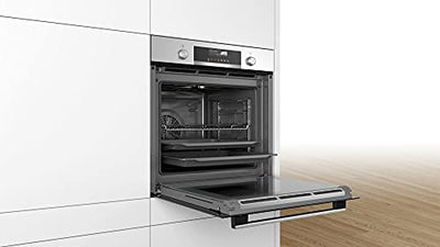 Bosch HBG579BS0 Serie 6 Einbau-Backofen, 60 x 60 cm, Pyrolyse Selbstreinigung, AutoPilot 40 40 Automatikprogramme,, TFT-Touchdisplay, Schnellaufheizung, SoftClose