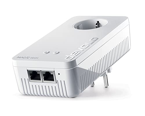 devolo Magic 2 WiFi 6 Adapter, Powerline WLAN-Adapter, bis zu 2.400 Mbit/s, WiFi Mesh, 2X Gigabit dLAN 2.0, Weiß