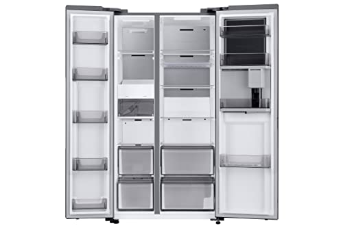 Samsung RH69B8941S9/EG Side-by-Side Kühlschrank, 178 cm, 645 ℓ, Beverage Center, Dual Ice Maker, Metal Cooling, Twin Cooling+, No Frost+, Frischwasseranschluss, Edelstahl Look