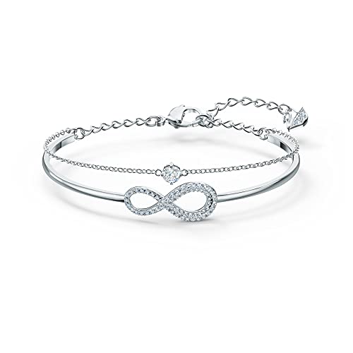 Swarovski Infinity Armreif, Unendlichkeit, Weiss, Rhodiniert