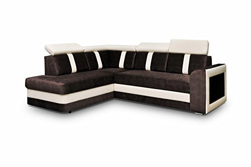 Ecksofa Sofa Eckcouch Couch mit Schlaffunktion und Bettkasten Ottomane L-Form Schlafsofa Bettsofa Polstergarnitur - Texas (Ecksofa Links, Braun)