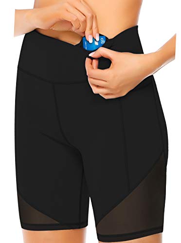 JOYSPELS Kurze Sporthose Damen, Radlerhose Damen Kurz Laufhose Leggings Sport Biker Running Yoga Fitness Shorts Schwarz M