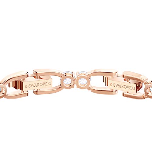 Swarovski Tennis Deluxe Armband, Kristalle im Rundschliff, Weiß, Roségold-Legierungsschicht