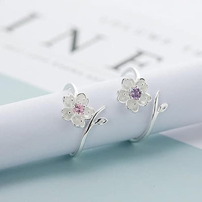 925 Silber Schmuck Sets Romantische Kirschblüten Blume Halskette + Ohrringe + Ring + Armband Für Frauen Hochzeit Schmuck Set