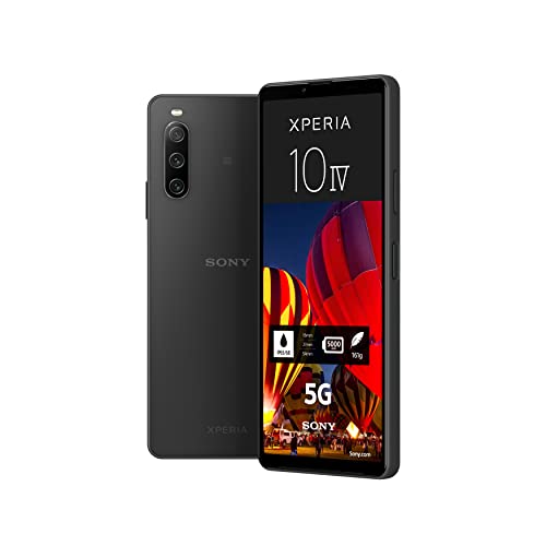 Sony Xperia 10 IV (5G Smartphone, 6 Zoll, OLED-Display , Dreifach-Kamera, 3,5-mm-Audioanschluss, 5.000mAh Akku, Dual SIM hybrid) 24+6 Monate Garantie [Amazon Exklusiv] Schwarz