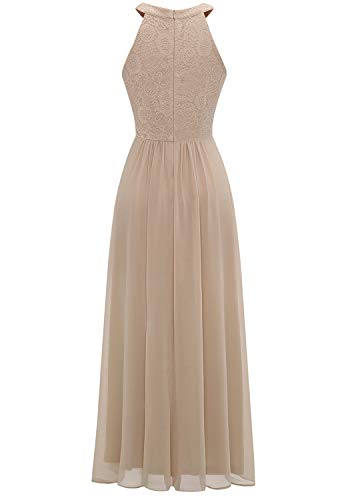 Dressystar 0040 Abendkleider Ballkleider Maxi Spitzen Schulterfrei Ohne Arm Abiballkleider Einfarbig Champagner L