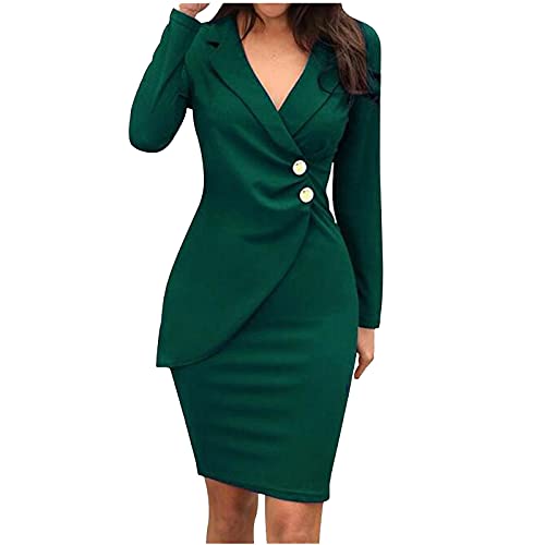 Damen Spitzenkleid Partykleid Minikleid Kurzarm Swing Mini Festliches Vintage Trompetenärmel Hexenkleid All-Match Fashion Winter Kleider Green S, Armeegrün, XL