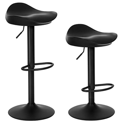 YOUTASTE Barhocker 2er Set, Bar Hocker Höhenverstellbar und Drehbar, Küche und Theke Hocker, mit PU-Oberfläche Sitz, Fußstütze und Metallrahmen (Schwarz)