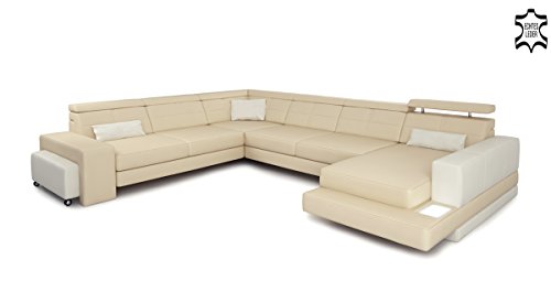 Bullhoff by Giovanni Capellini Ledersofa XXL Wohnlandschaft Leder Eck Sofa Couch Ledercouch Ecksofa U-Form mit LED-Licht Beleuchtung Designsofa Bayern