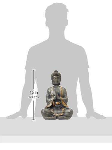 zen' Light Große Statue Buddha Vermittlung, Kunstharz, Bonze, 15 x 24 x 37.5 cm