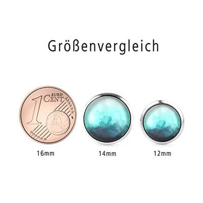 SCHMUCKZUCKER Damen Schmuck Motiv Tiefsee Edelstahl Türkis Silber Ohrringe Kette mit Anhänger Set Ohrstecker 12mm