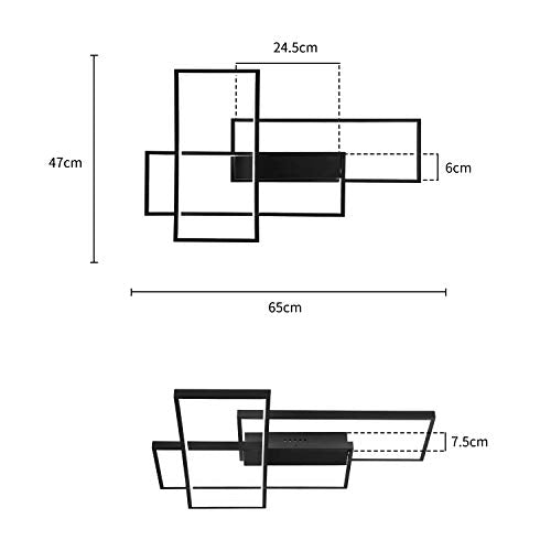 GBLY LED Deckenleuchte Dimmbar Modern Deckenlampe Schwarz Wohnzimmerlampe 65W Geometrisch Wandlampe Multifunktional Deckenbeleuchtung für Wohnzimmer, Schlafzimmer, Büro, Flur und Balkon