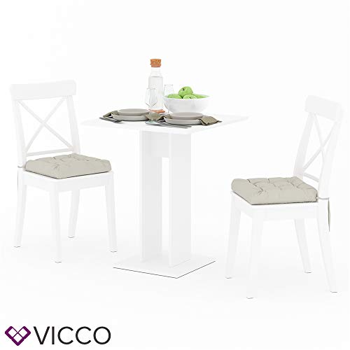 VICCO Esstisch EWERT Küchentisch Esszimmer Tisch Säulentisch weiß 65x65 cm (Weiß)