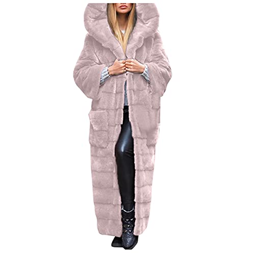 PlüschJacke Damen Lang Teddy mit Kapuze für Winter Weiß Schwarz Flauschig Fleecejacke Fleecemantel Plüschmantel Winterjacke Wintermantel Kapuzenjacke Kapuzenmantel Fleece Jacke Plüsch Mantel Herbst