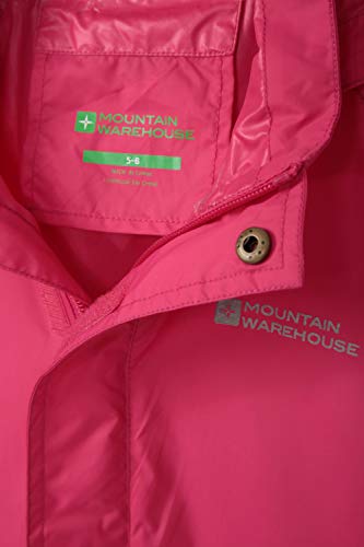 Mountain Warehouse Pakka wasserdichte Kinderjacke - 2 Taschen Kinderjacke, atmungsaktiv, packbare Regenjacke - Ideal zum Wandern leuchtendes Pink 11-12 Jahre