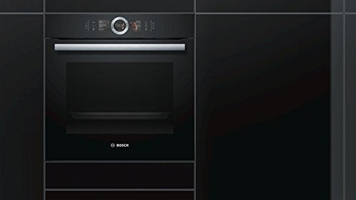 Bosch HSG636BB1 Serie 8 Einbau-Dampfbackofen, Schwarz, 60 x 60 cm, 1 L Wassertank, EcoClean Direct Reinigungshilfe, Bosch Assist Backeinstellung auf Knopfdruck, 4D Heißluft Backen auf 4 Ebenen