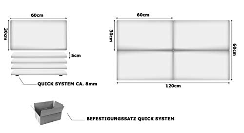 HEKO PANELS 4X Exklusiv Bett Kopfteil Gepolstert 60x30 cm - Stilvoll Dick Wandpolster Bett Kopfteil für Bett - Warmes Braun