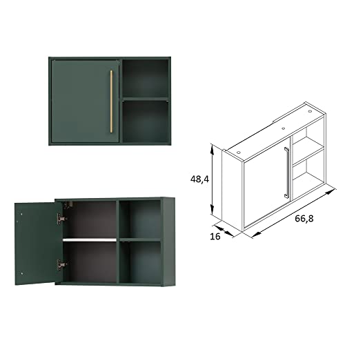 Lomadox Badmöbel Set inkl. Beleuchtung in waldgrün, B/H/T: ca. 207,6/184,3/33,1 cm