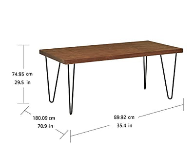 Amazon Marke - Rivet Industrial Esstisch mit Beinen im Haarnadeldesign, B 180 cm, Nussbaum und schwarz