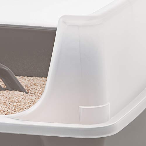 Iris 106300 Ohyama, Katzenklo / Katzentoilette mit hohem Randkeine Verbreitung von Streu, abnehmbarer hoher Rand, Eingangshöhe: 15 cm, Schaufel inkl.für Katze - Cat Litter Box CLH-12, Taupe