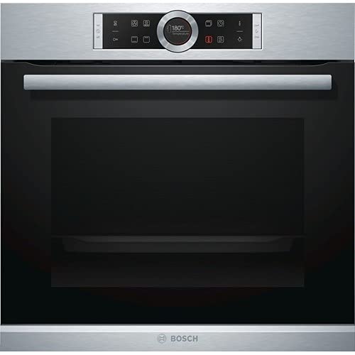 Bosch HBG632TS1 Serie 8 Einbau-Backofen, 60 x 60 cm, Made in Germany, 4D Heißluft Backen auf 4 Ebenen, TFT-Touchdisplay, Schnellaufheizung, SoftClose, SoftOpen, Kindersicherung