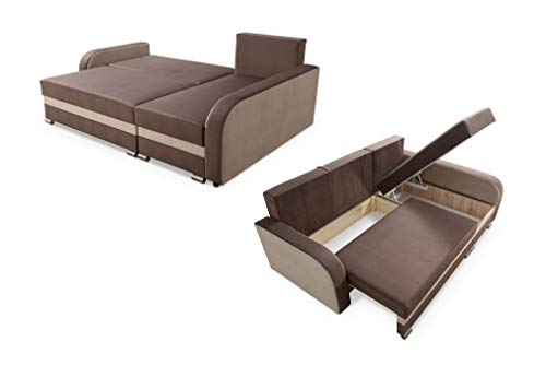 Robin BARL Ecksofa mit Schlaffunktion, Sofa mit Schlaffunktion, Schlafsofa mit Bettkasten und Kissen, Freistehendes Eckcouch in L-Form (Anthracite)