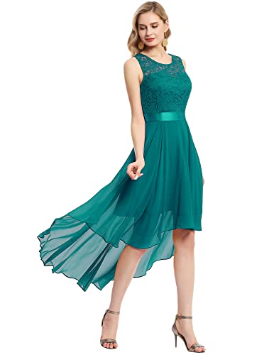 BeryLove Damen Cocktailkleid Vokuhila Kleid Abendkleider Elegant für Hochzeit Brautjungfernkleider 7035 Peacock Green XL