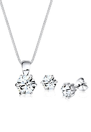 Elli Schmuckset Damen Basic mit Kristallen in 925 Sterling Silber