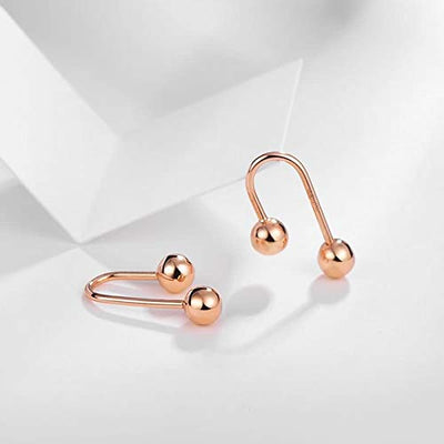 ANAZOZ Ohrringe Damen 18 Karat Rosegold U-Form-Ball Ohrstecker Schmuck für Frauen Rosegold