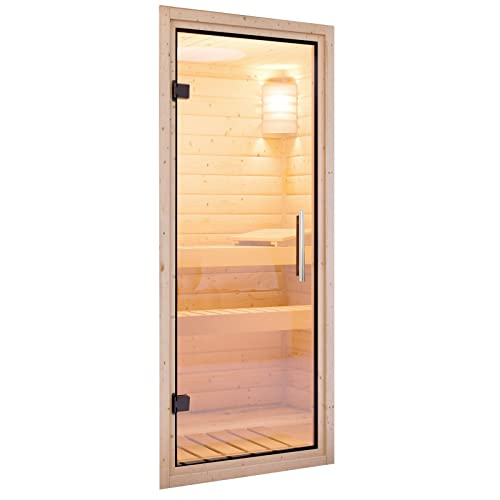 HORI® Traditionelle Sauna Ecksauna mit Ofen | 9,0 kW Finnish + int. Strg I 151 x 151 cm - Ida