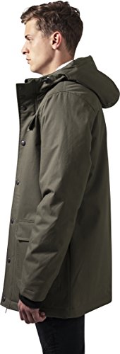 Urban Classics Herren und Jungen Jacke Heavy Cotton Parka mit gefütterter und verstellbarer Kapuze für Herbst und Winter, Olive, X-Large