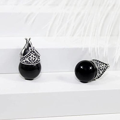 Krone Vintage Ohrstecker, AOAVOV 925 Sterling Silber Ohrringe mit Perle, handgefertigte einzigartige Geschenke Schmuck für Frauen Mama Mädchen (Schwarz)