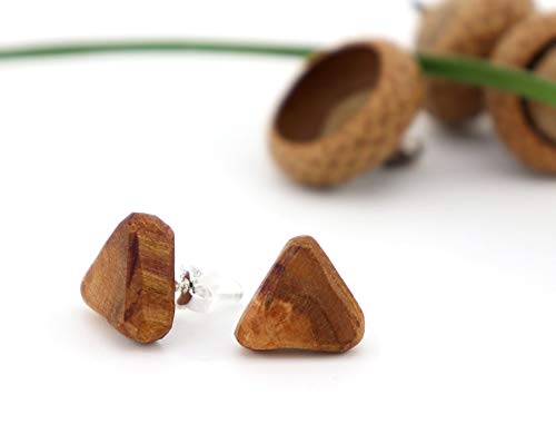 NaturSchatulle Holzschmuck Ohrringe Damen Holzohrringe Stecker Pflaumenholz 1cm I Natürliche Holz Ohrstecker Schmuck 925 Sterling Silber