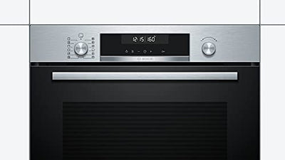 Bosch HBA578BS0 Serie 6 Einbau-Backofen, 60 x 60 cm, Pyrolyse Selbstreinigung, AutoPilot 30 30 Automatikprogramme, 3D Heißluft Backen auf 3 Ebenen, LCD-Display, Versenkknebel, Kindersicherung