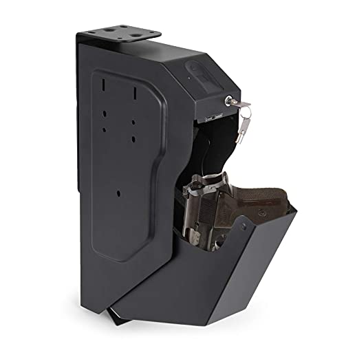 BananaB Stahl Security Gun Box mit Fingerabdruck und Schlüssel tragbare Gun Box Safe 4 X AA-Batterie Waffen Tresor für Hause Sicherheit