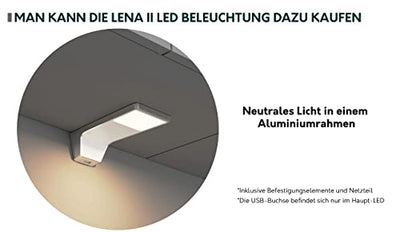 Küche Eurybia DK 180/240 cm, Küchenblock/Küchenzeile, 8 Schrank-Module frei kombinierbar, Arbeitsplatte, Metallbox (Weiß/Eiche Burlington/Grau Platin/Piemonte, mit LED Beleuchtung)