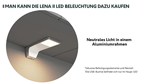 Küche Woodline II mit Arbeitsplatte und Spühlbecken im Set, Küchenblock/Küchenzeile 8 Schrank-Module frei kombinierbar (Eiche Lancelot/Weiß Hochglanz, mit LED Beleuchtung)