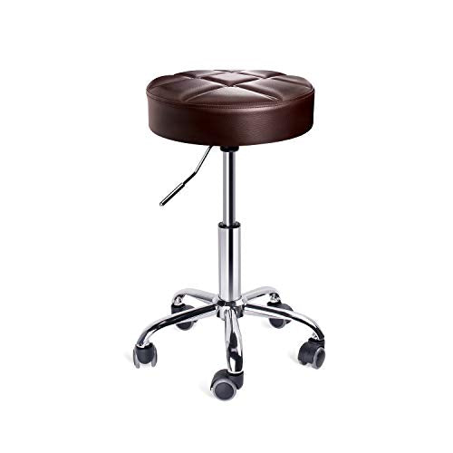 Leader Accessories Drehhocker höhenverstellbar Rollhocker Funktionaler Arbeitshocker Studiohocker im modernen Design Braun(Sitz Φ35cm)