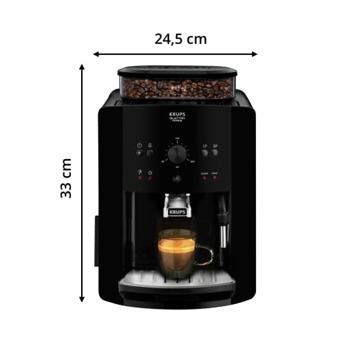 Krups Essential EA810870 Kaffeevollautomat | Espresso und Kaffee | mit CappucinoPlus- Milchdüse | individuell einstellbar | Schnelles Aufheizen | verstellbarer Kaffeeauslauf | Schwarz