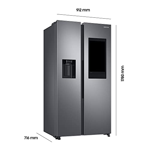 Samsung RS6HA8880S9/EG Side-by-Side Kühlschrank, 178 cm, 614 ℓ, 225 ℓ Gefriervolumen, Family Hub, Edelstahl Look