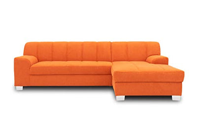 DOMO Collection Capri Ecksofa | Eckcouch in L-Form mit Schlaffunktion, Polsterecke Schlafsofa, orange 239x152x75 cm